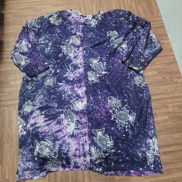 Ok Mike Women FIsh Print Pattern Longsleeves Long Rayon coat Cardigan - Picture 7 of 13